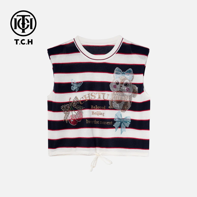 TCH私服烫钻工艺新时尚淑女百搭潮流针织衫女T75B09E5060轻奢tch
