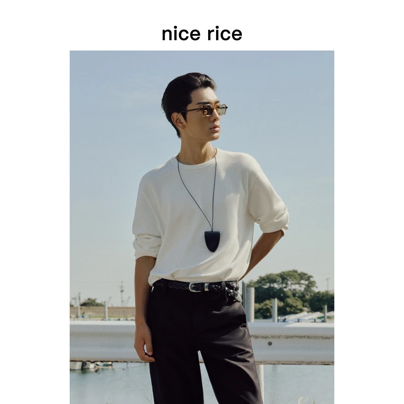 nice rice好饭 25秋冬新品315G宽松颗粒肌理圆领长袖T恤NHQ02053