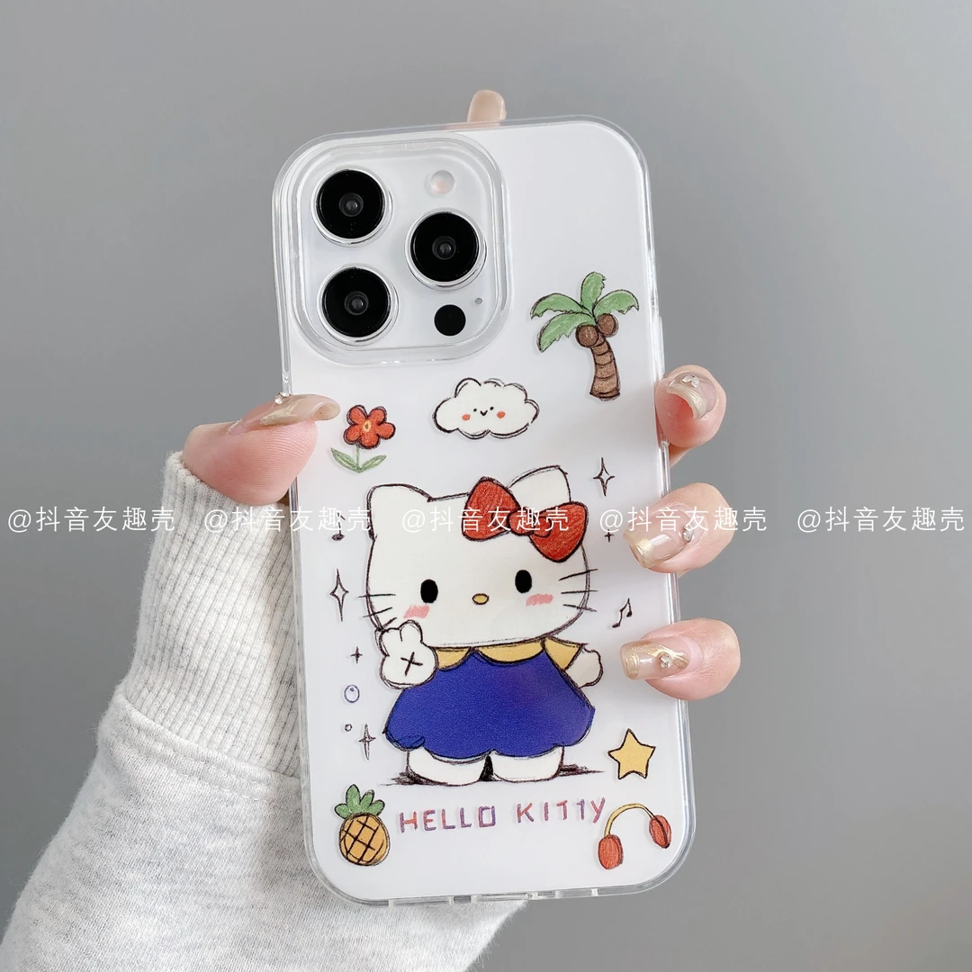 适用于苹果16手机壳新款华为vivo小米oppoIMD奶油壳卡通椰椰凯蒂