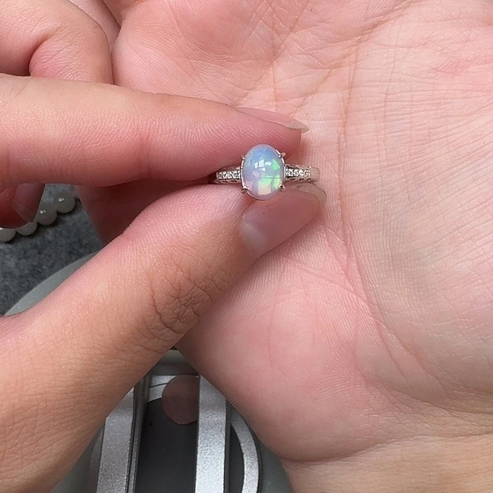 欧泊银S925镶嵌戒指澳洲