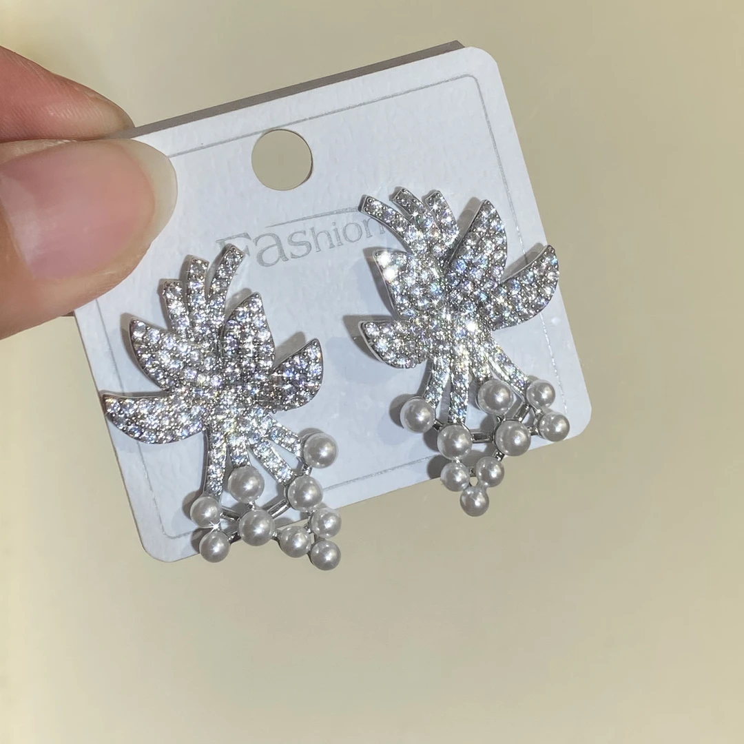 铜合金耳饰 2740-0089新款锆石轻奢高级耳钉新娘婚纱礼服配饰