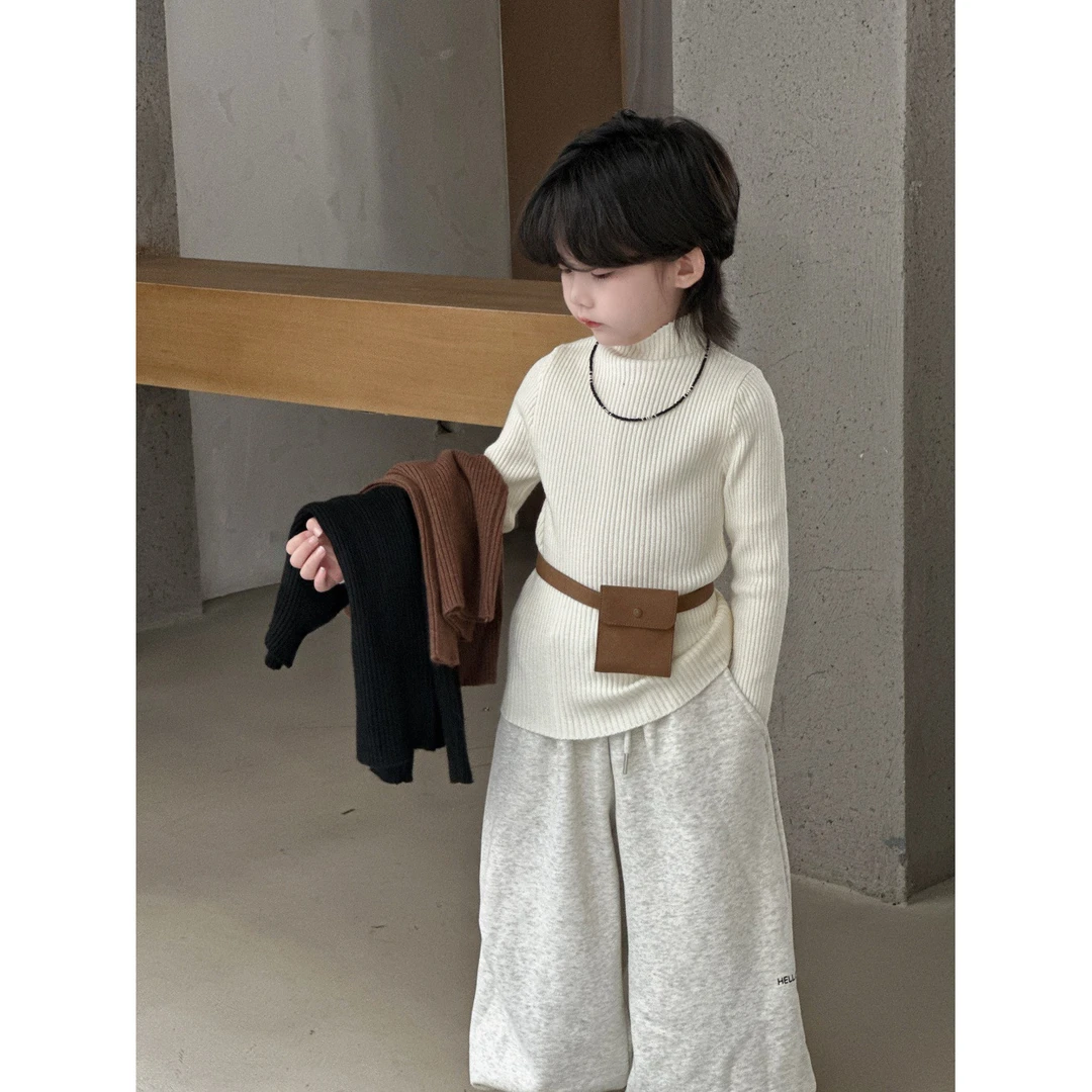 in 爱:mt25冬韩版儿童打底衫男女童纯色宝宝弹力半高领上衣25008