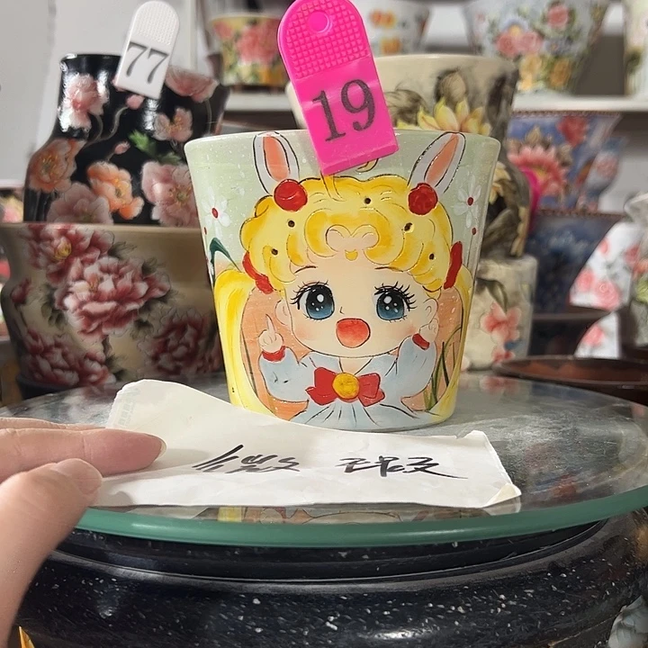 景德镇幸运花盆手绘韩式花盆