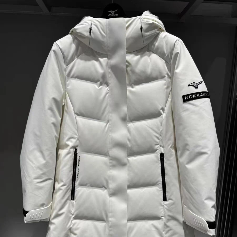 现货Mizuno美津浓24冬女运动休闲保暖鹅长款白鹅绒羽绒服K2CN45R2