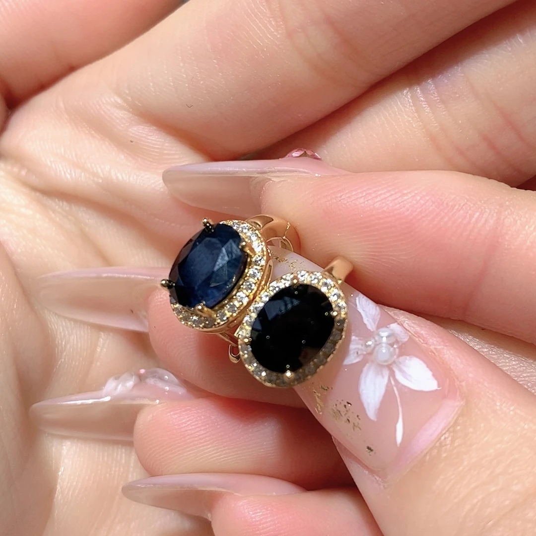 耳饰蓝宝石银S925镶嵌子*福利款