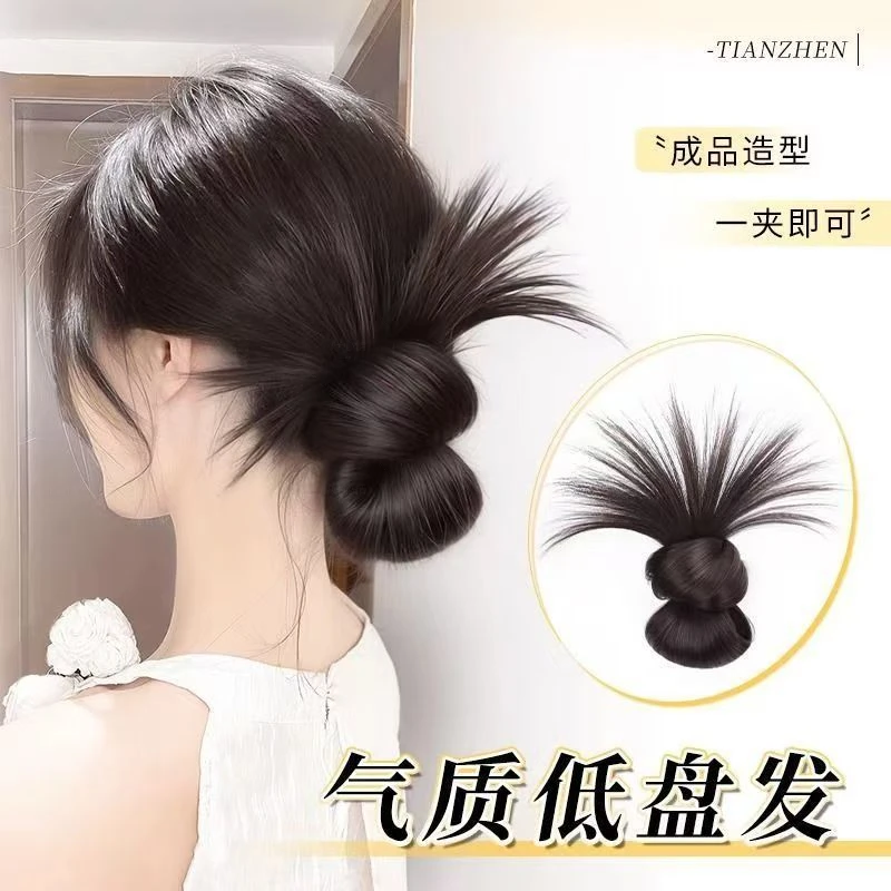 新款花苞头鸡毛头发夹丸子头假发抓夹盘发气质后脑勺大号发饰