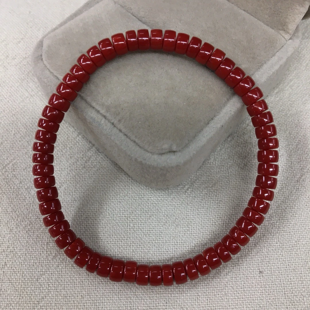 限定款 顶级科西卡珊瑚直切药片手串4.7-4.9mm高品质毕业级