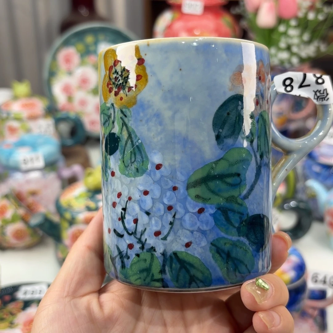 瓷片景德镇手绘高温釉下彩陶瓷茶具