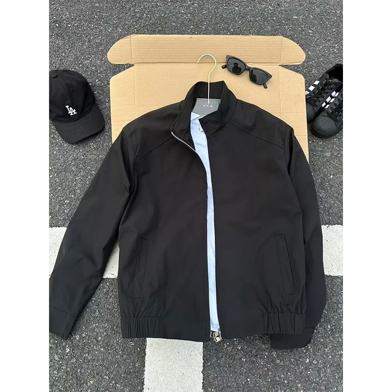 美式休闲立领垫肩夹克男秋冬cleanfit百搭宽松外套高级感痞帅上衣