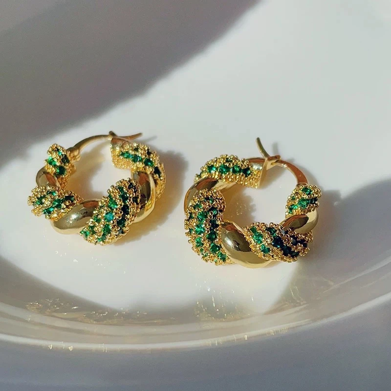 铜合金耳饰 「气质迷人」ins绿色耳环耳扣