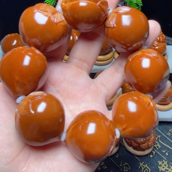 把件橄榄核寿桃手持3.3
