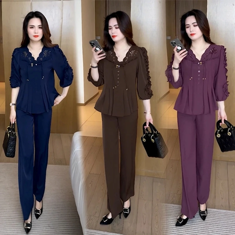 夏季新款新中式盘扣穿搭洋气时尚气质休闲减龄套装2025春季显瘦