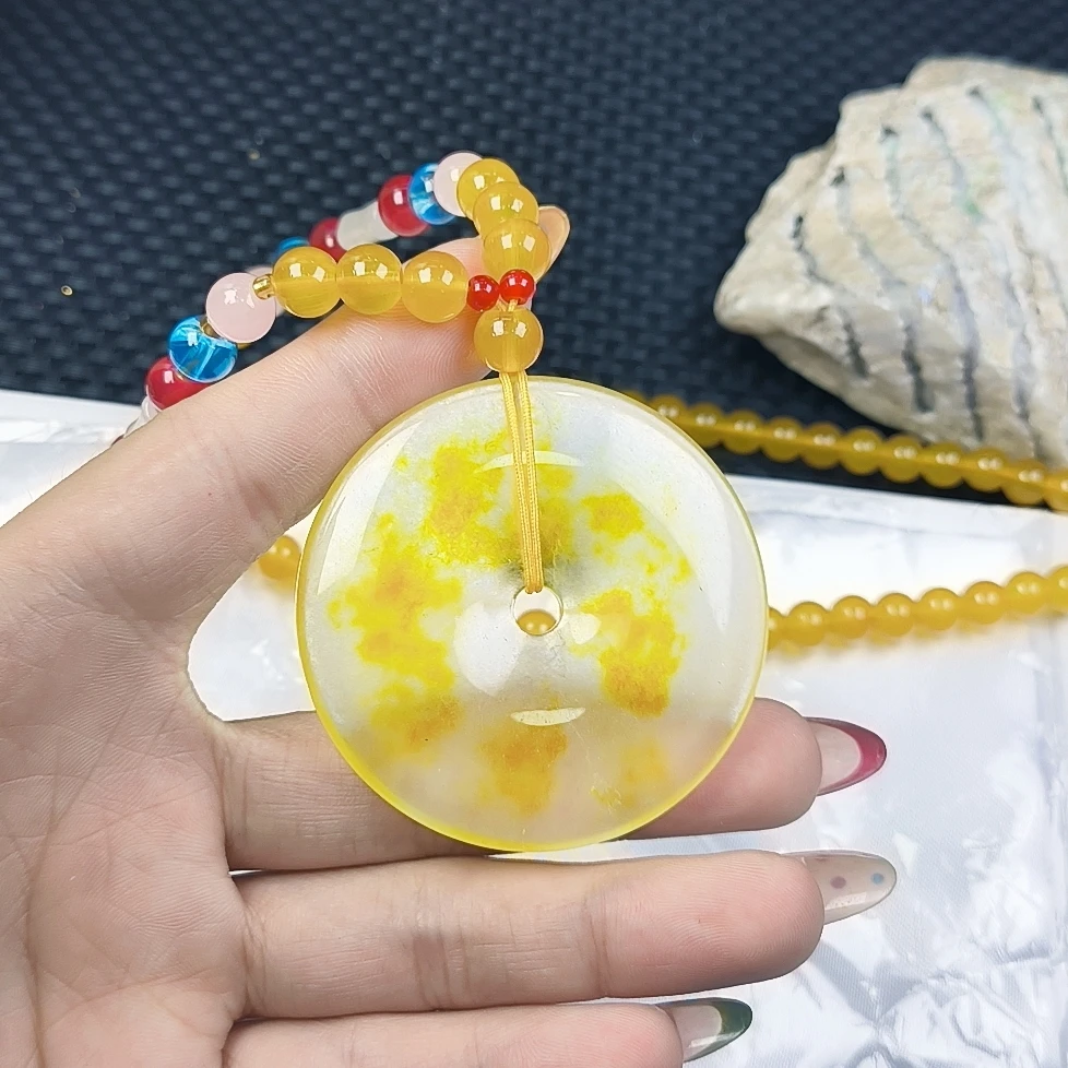 （聚宝严选）D426冰飘黄平安扣吊坠精致气质妈妈款时尚精美