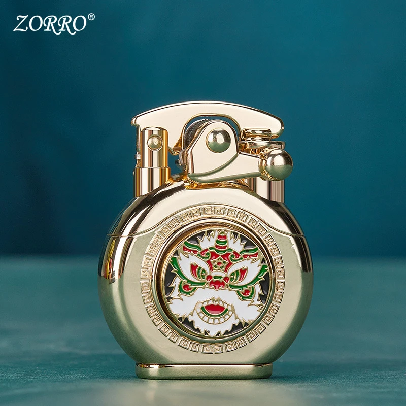 佐罗吉祥如意醒狮复古转盘砂轮煤油打火机【不含煤油】F