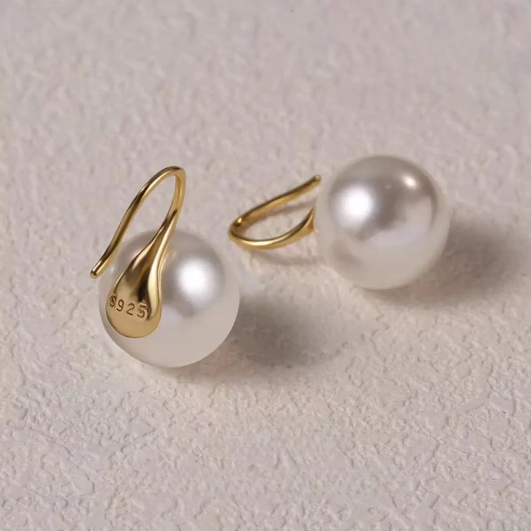 【晗哥精选】天然淡水珍珠 高跟鞋耳钩11-12m s925银时尚气质百搭