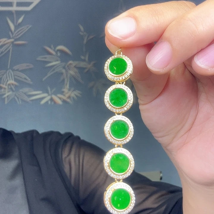 翡翠银S925镶嵌手链特价