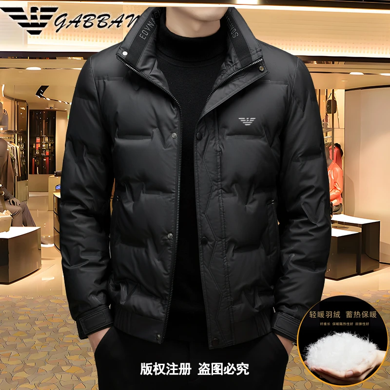 意大利爆款轻奢品牌羽绒外套男立领拉链暗扣防风防水保暖男士外套