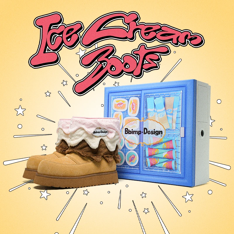 【冰淇淋雪地靴】BBIMP女款冬款防滑厚底保暖不闷脚鞋增高中筒靴子