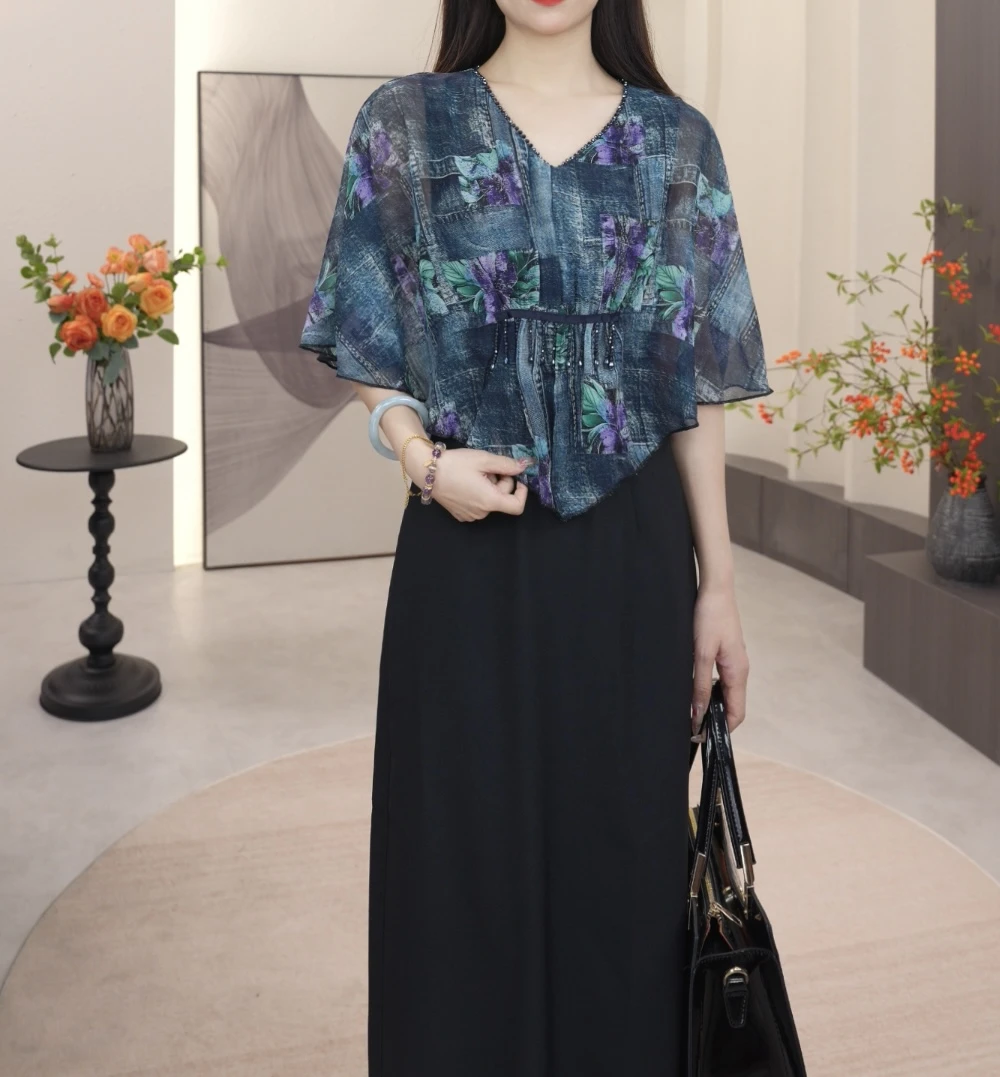 格澜芙莉2025年夏季女装新款法式气质端庄时尚简约显白短袖连衣裙