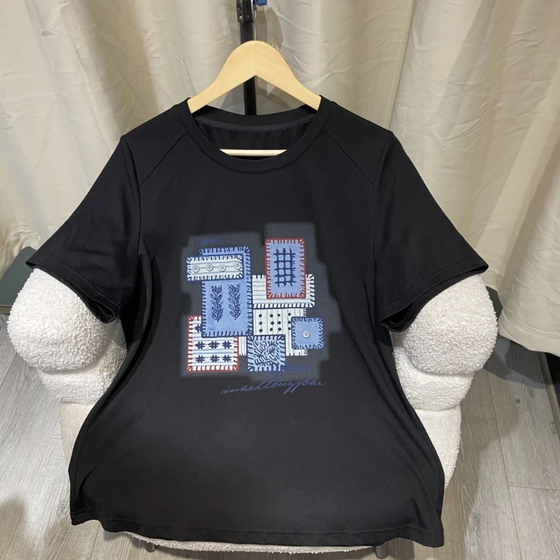 PWD33098【现货仅上衣】夏季新款简约宽松显瘦休闲大码短袖【衣长68】