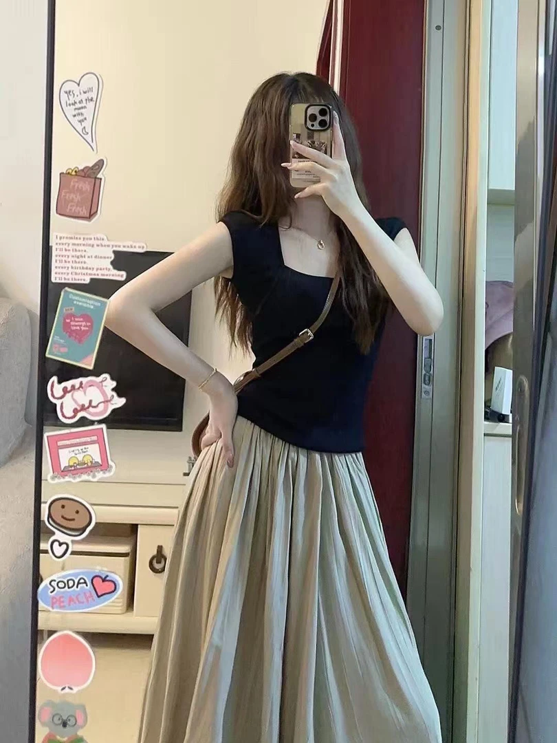 夏季新款洋气网红炸街高级感小个子连衣裙子套装
