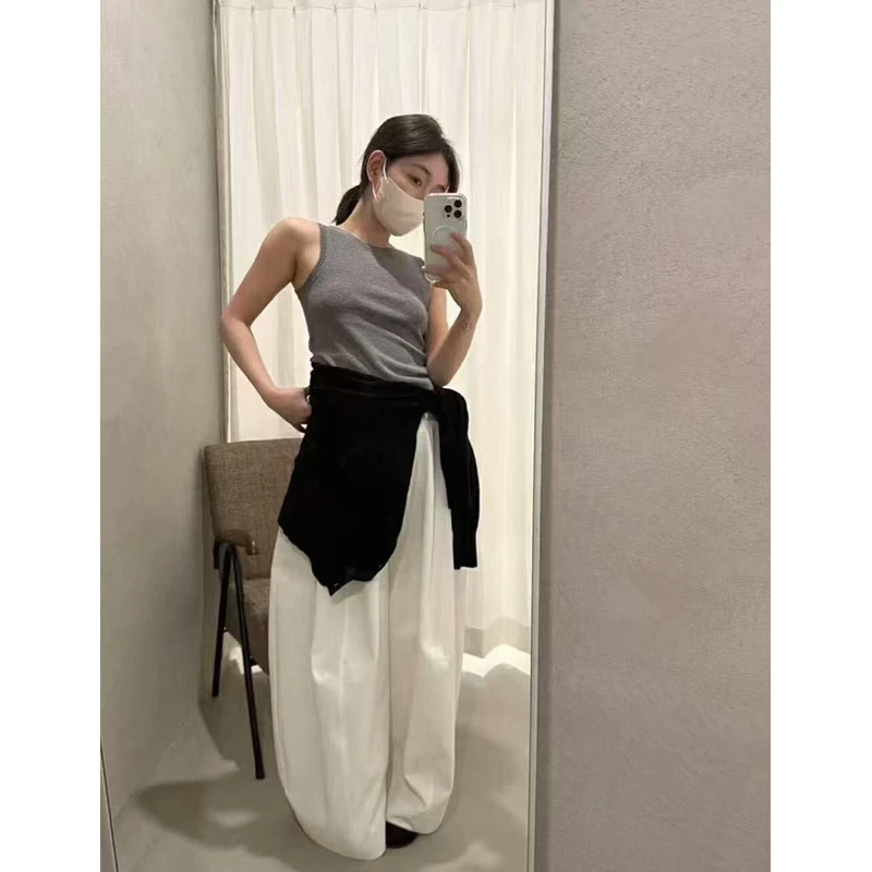 （6-8运贴）“慵懒感气球裤”夏季INS透气休闲裤简约气质高腰压褶长