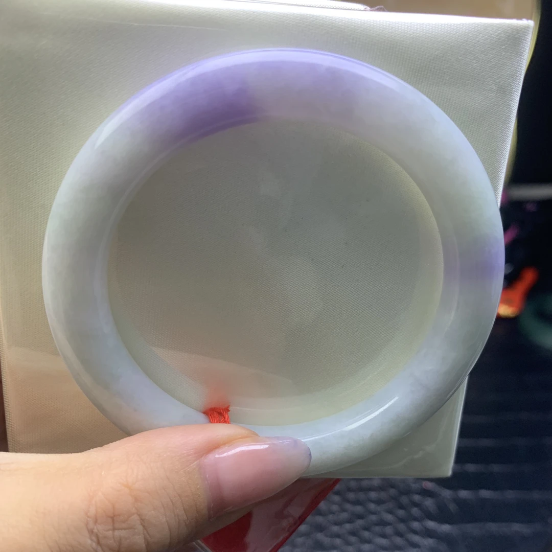 浓妖紫翡翠手镯 见光不失色 紫罗兰翡翠55-56圈