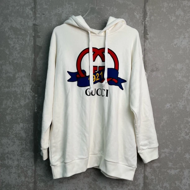 未使用 GUCCI/古驰 XL*1/Gucci古驰互扣式双G1921印花帽衫/16461