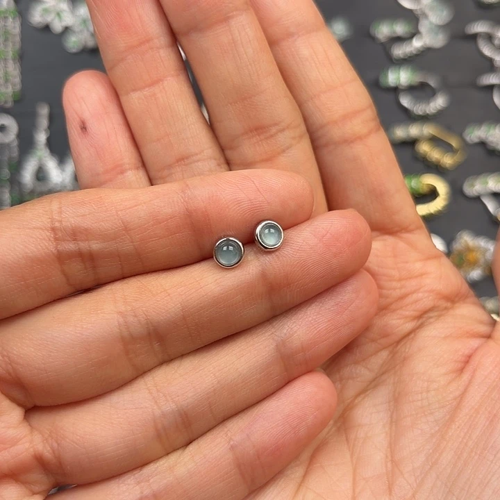 翡翠银S925镶嵌耳饰