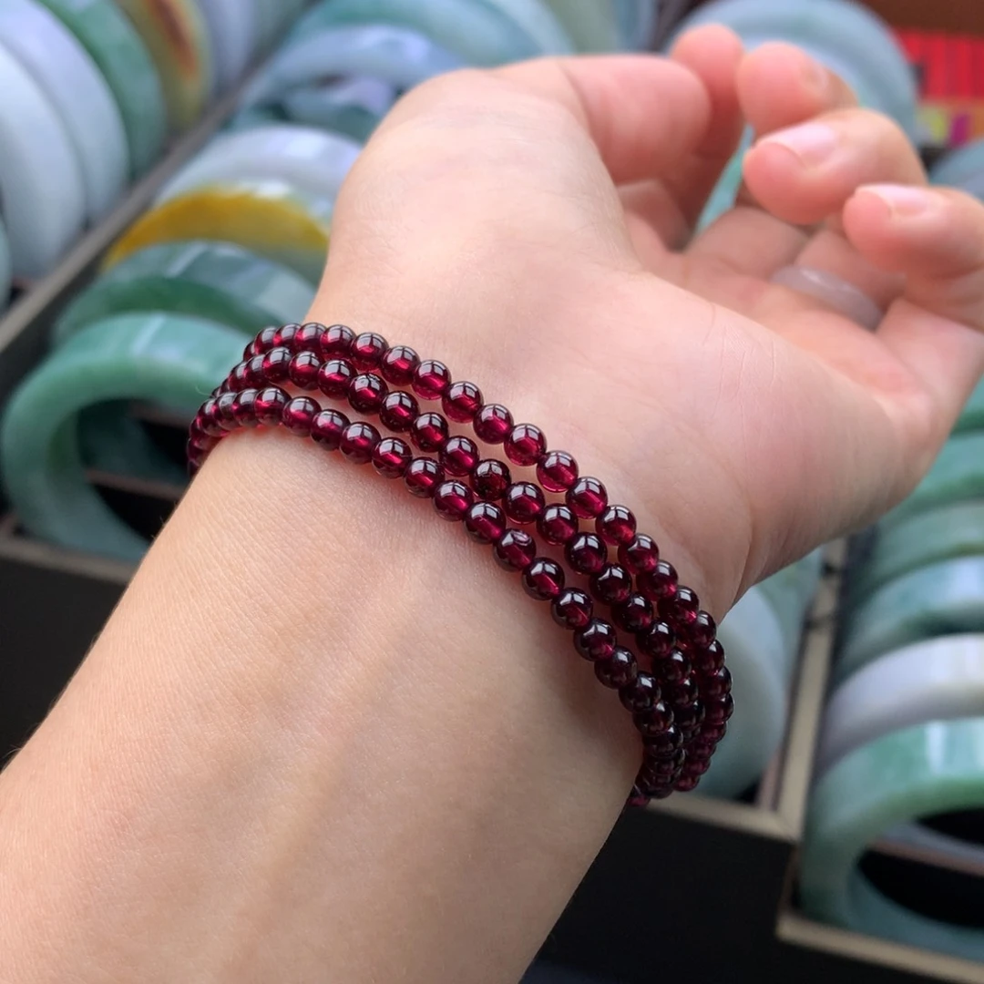 未镶嵌手链翡翠多样性石榴三圈