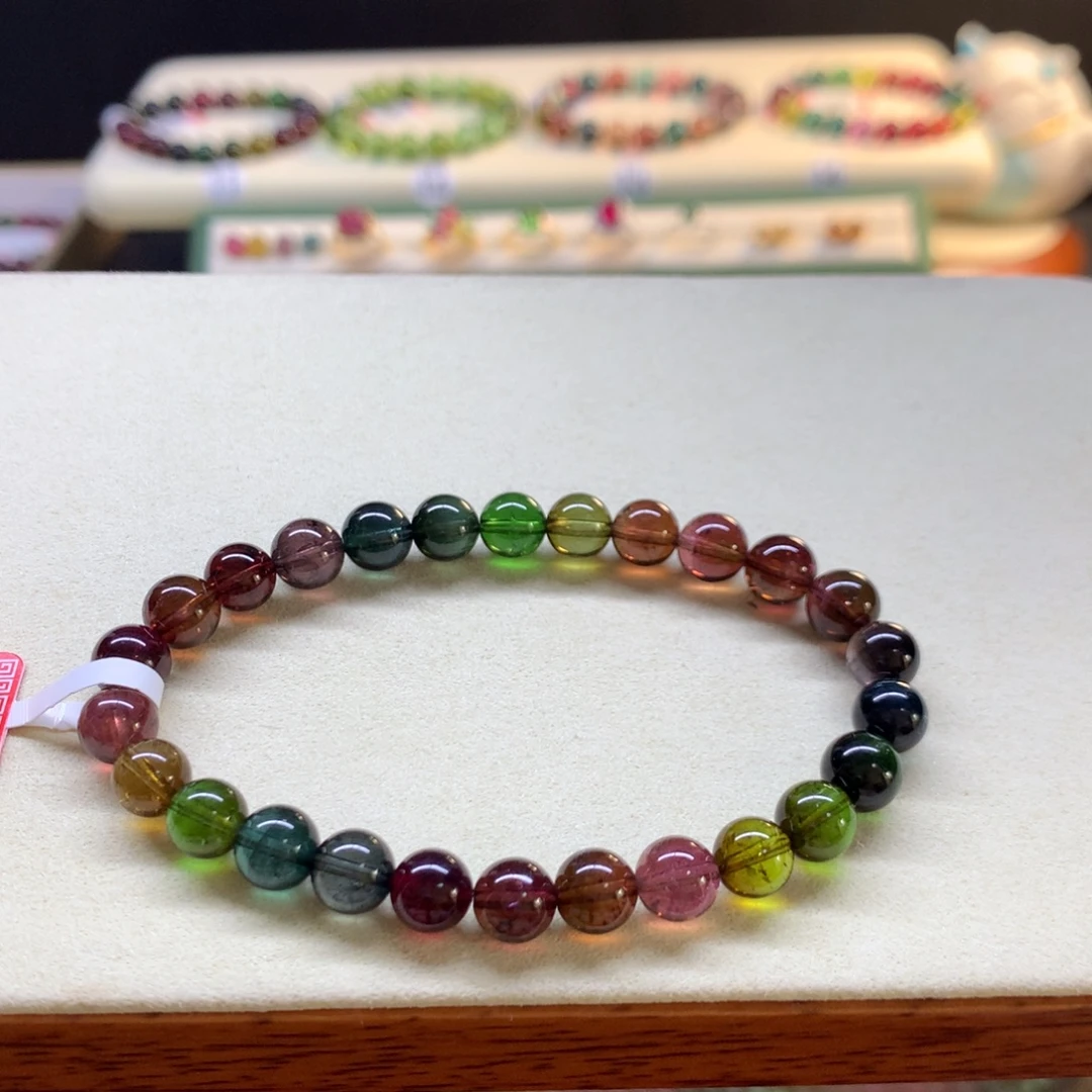 未镶嵌碧玺手串老矿7.3mm