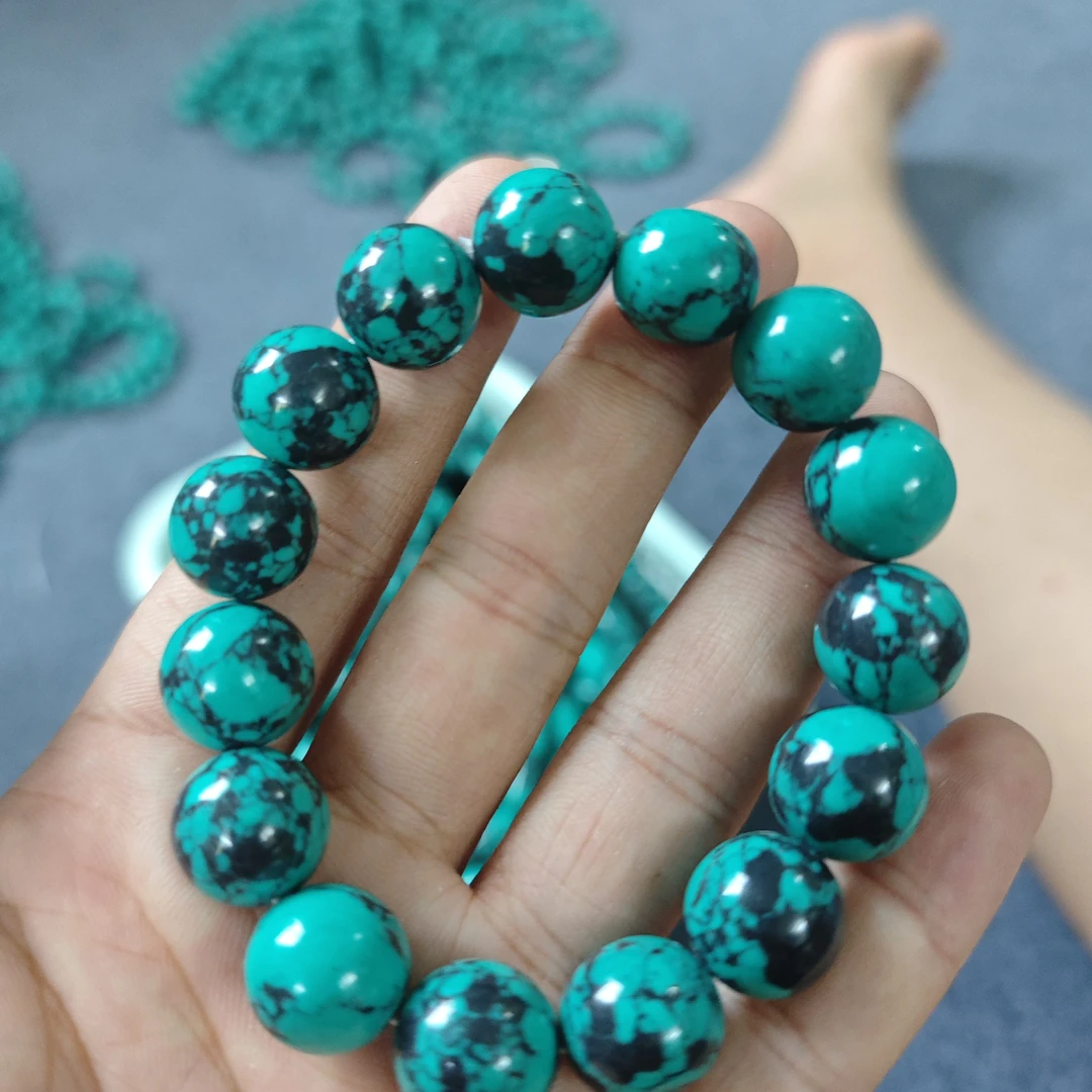 A44绿乌花14mm手串