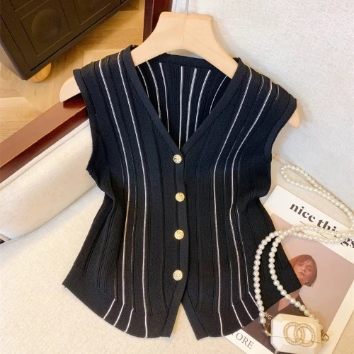 AQY 00330(EP*莹)夏季气质薄款复古马甲背心