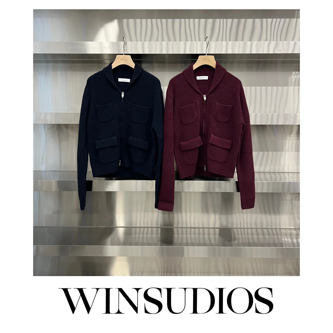 初萝【WIN小众定制款】小翻领双拉链坑条针织毛衣