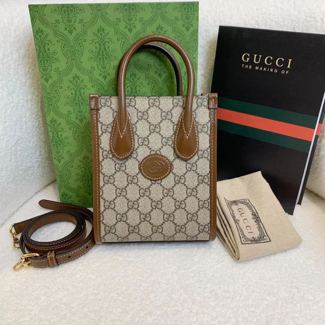 99新 GUCCI/古驰 壹臻/ 棕色老花琴谱mini tot 8 87637059