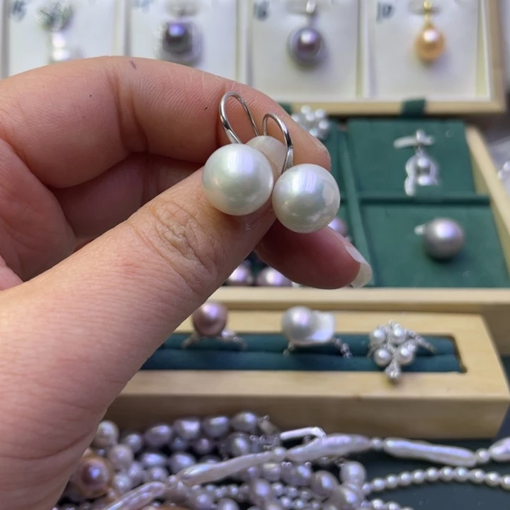 淡水珍珠耳饰银S925镶嵌