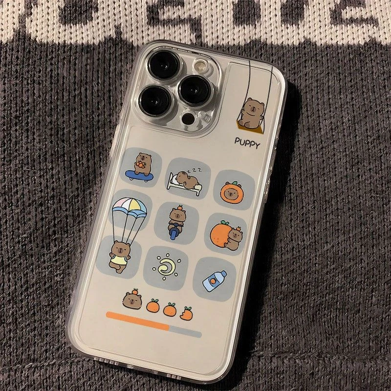 九宫格水豚太空手机壳适用于苹果15透明iphone14手机壳1312pro