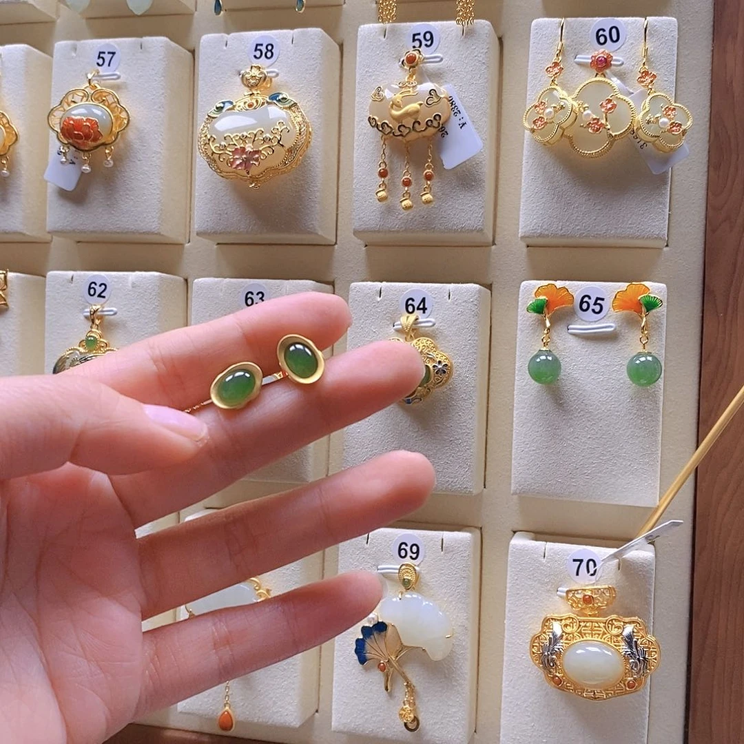 和田玉颈饰银S925镶嵌