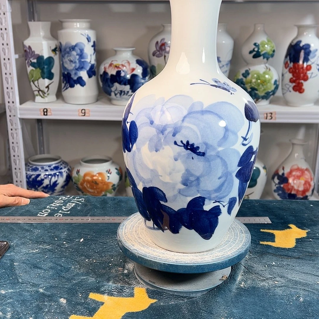 摆件景德镇陶瓷棒青牡