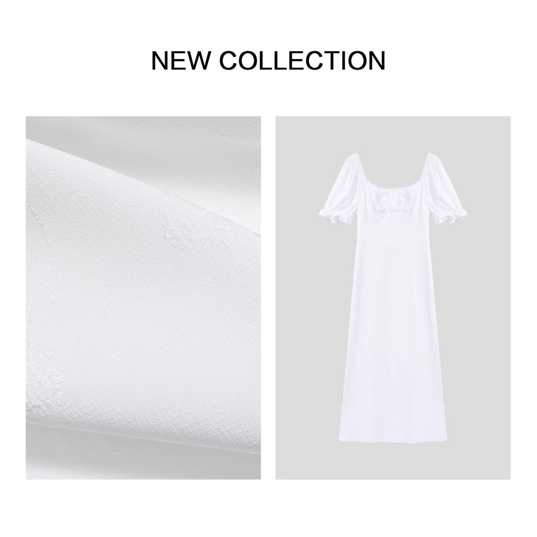 【诗语专属】L5F26205 夏季法式显瘦设计感白色长裙