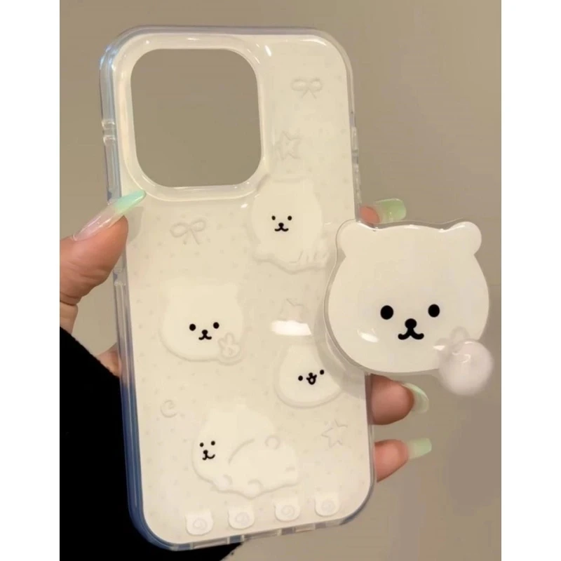 比耶自嘲熊支架适用iPhone16大孔手机壳华为vivo小米15oppo