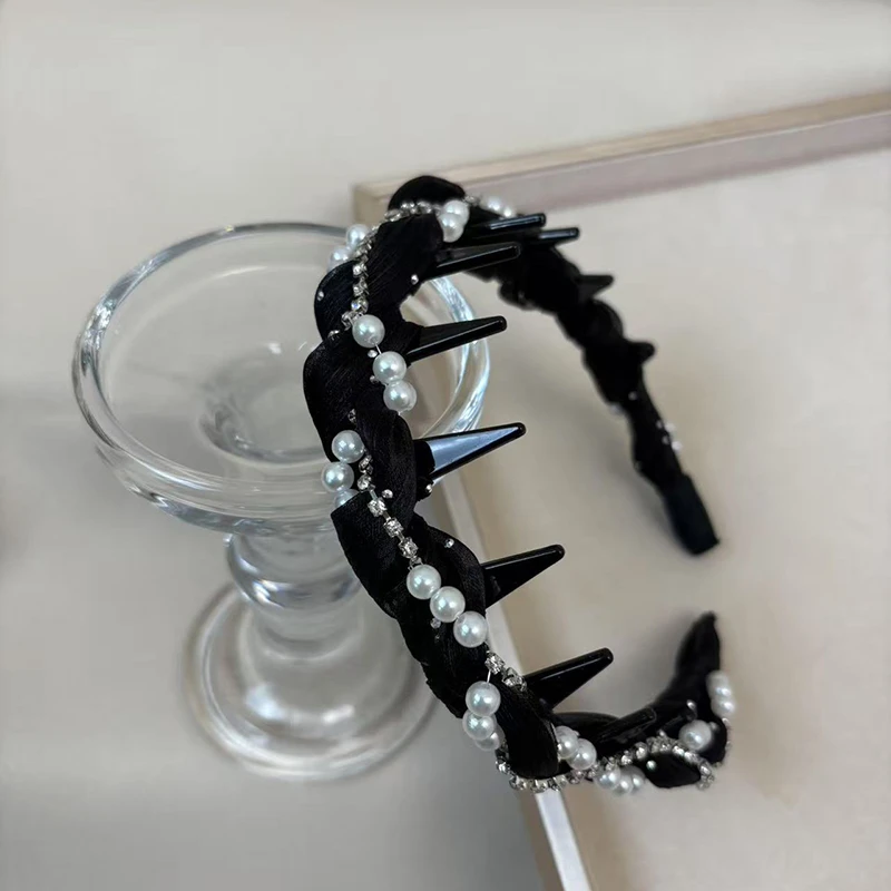 法式复古珍珠缠绕发箍2025新款气质高颅顶波浪齿发饰女高级感发卡