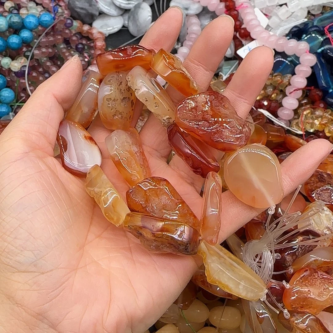 玛瑙/玉髓合金珠宝半成品带皮玛瑙20mm一条