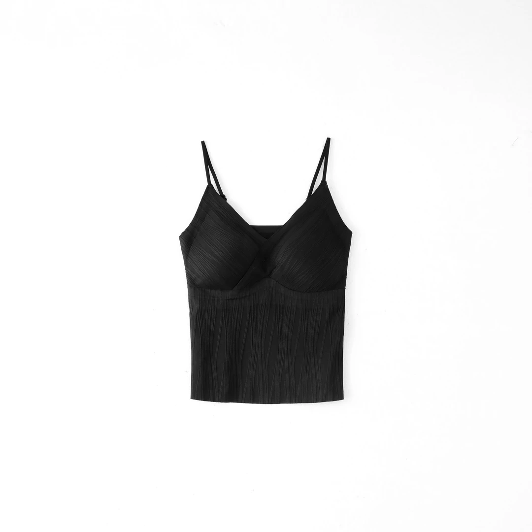 【带胸垫背心】韩系休闲舒适百搭高级设计感背心吊带女-HT252388