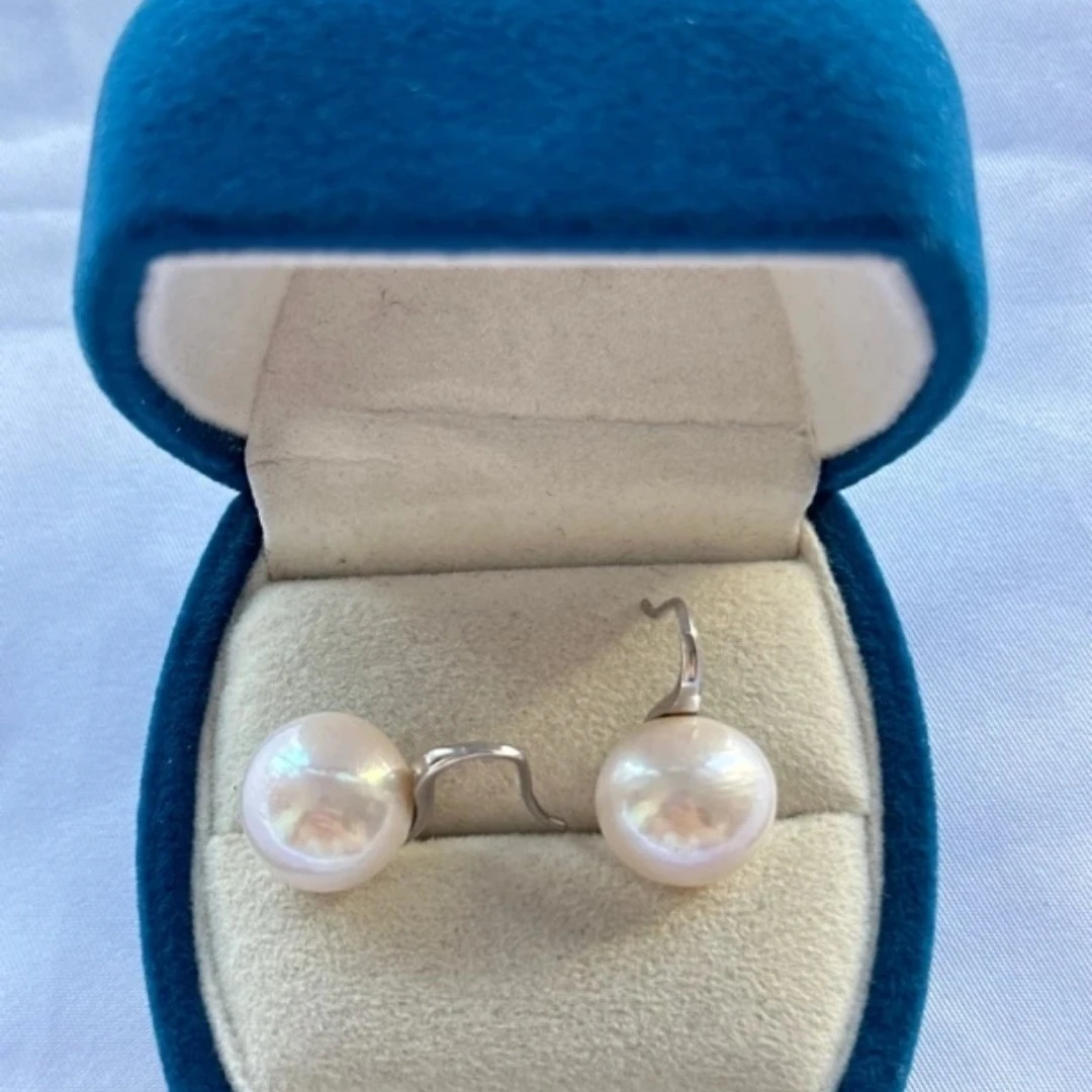天然淡水珍珠13-14mm大点位高跟鞋耳钩耳饰简约气质百搭R620