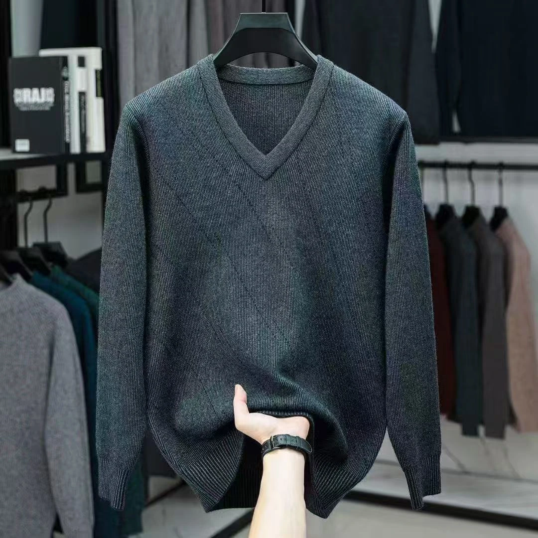 851-900长袖中老年男士秋冬毛衣保暖休闲爸爸