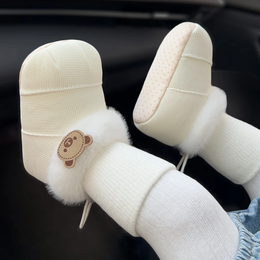 冬季加绒加厚棉鞋袜鞋可爱休闲男宝宝学步鞋抽绳不掉鞋软底婴儿鞋