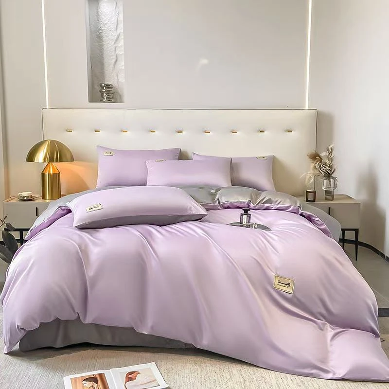 【摩氏臻选】纯色系列卡贴款冰丝四件套