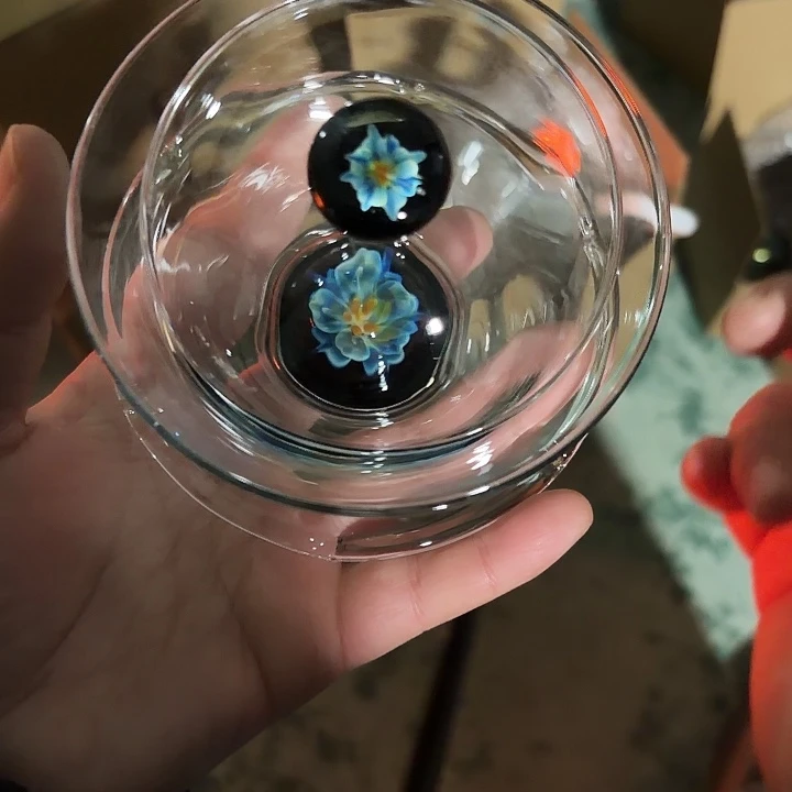 高硼硅玻璃无盖款蓝花语盖碗