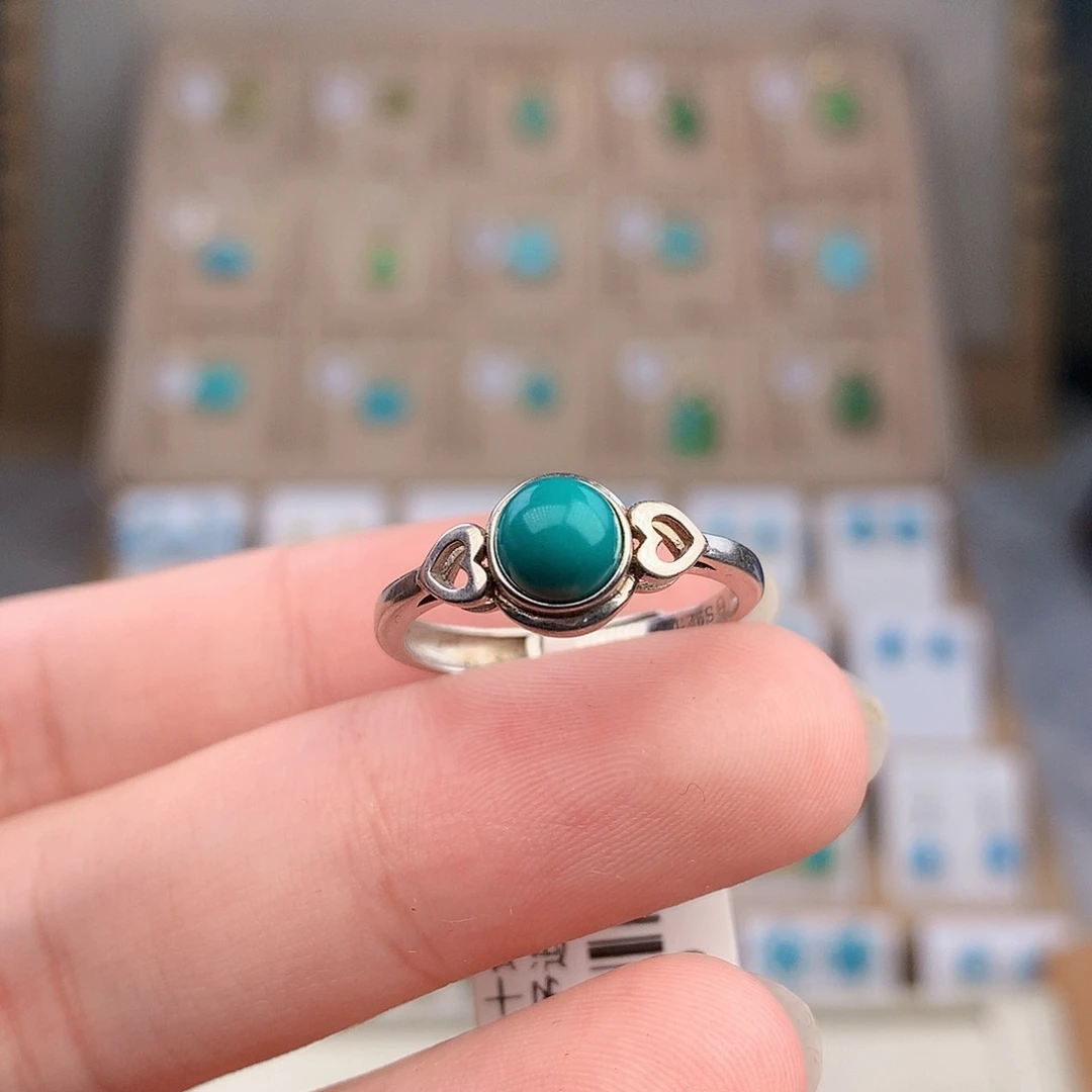绿松石银S925镶嵌戒指